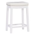 thumbnail image 1 of Linon Claridge Backless Counter Stool White Faux Leather Wood Frame in White, 1 of 13