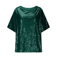 thumbnail image 4 of Meichang Hauts à Paillettes Scintillantes pour Femmes T-Shirts de Fête Tendance Scintillants Manches Courtes Col Rond T-Shirts Blouses Décontractées Coupe Ample T-Shirts de Soirée, 4 of 9