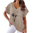 thumbnail image 1 of Birdeem Women V-Neck Print T-Shirts Fashion Comfortable Female Blouses Tops, 1 of 6