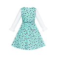 thumbnail image 2 of Robe Fille Bleue Florale Manches Longues Coton Décontractée 5 Ans, 2 of 6