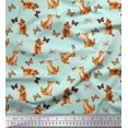 thumbnail image 1 of Soimoi Tissu Vert en Poly Georgette Insectes & Chat Décor Imprimé BTY 42 Pouces de Large, 1 of 3