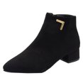 thumbnail image 2 of LSLJS Bottes Mode pour Femmes Unies à Fermeture Éclair Femmes Bottes à Talon Moyen Rond Chaussures, Bottines et Bottillons pour Femmes, Bottes pour Femmes, 2 of 6