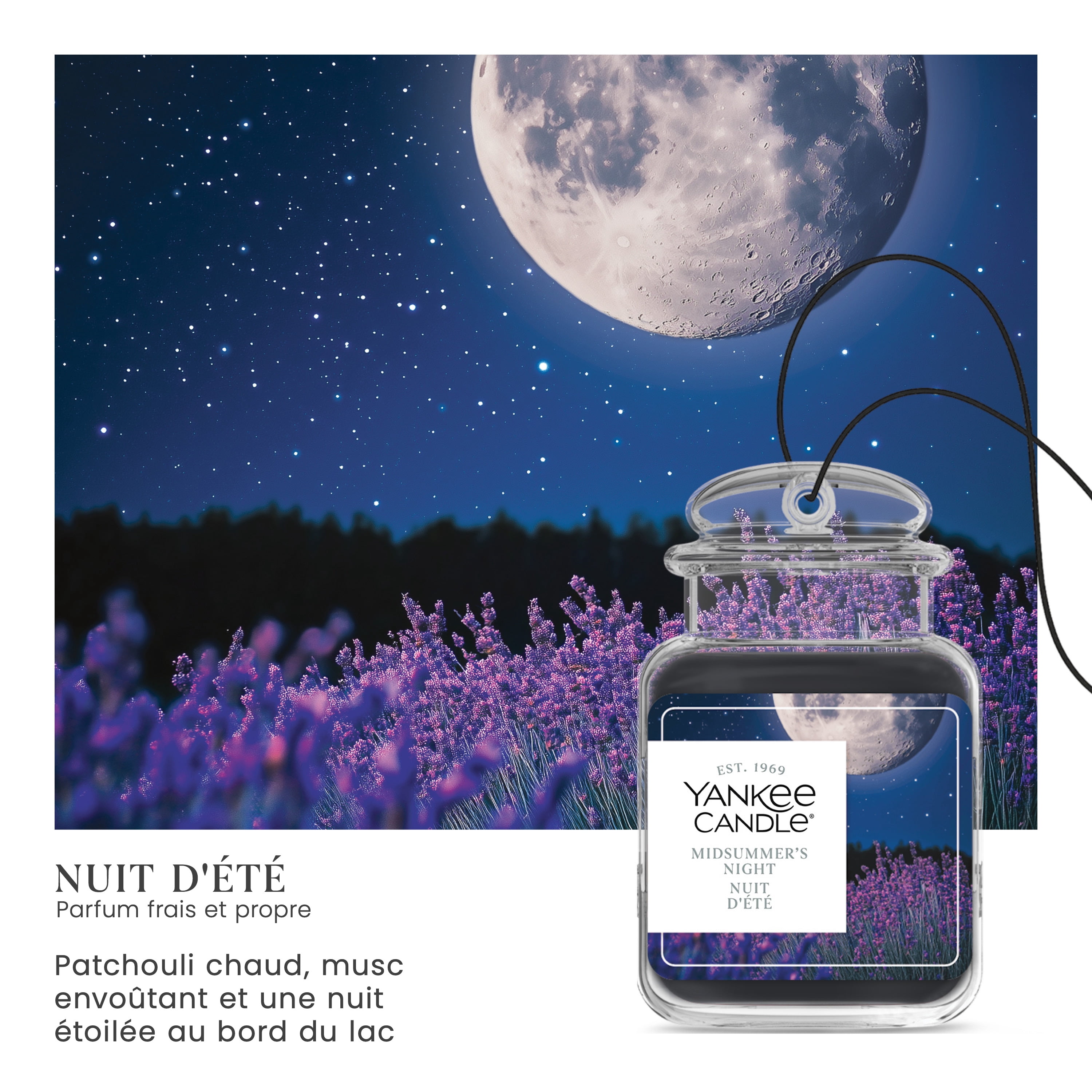 Yankee Candle Car Jar Ultimate Air Freshener, MidSummer's Night - Neutralizes Odours Up To 30 Days