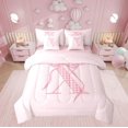 thumbnail image 1 of Erosebridal Literie Princesse Nœud Taille Simple, Lit Buffalo Rose en Sac Taille Simple, Décor Initiale X Lettre, Réversible 7 Pcs, 1 of 1