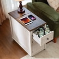 thumbnail image 2 of CHIC HOUSE Tables d'Extrémité pour Salon avec Station de Recharge, Table de Chevet Style Ferme pour Chambre avec Tiroir de Rangement, Tables d'Appoint Étroites Tables d'Accent, Petites Tables pour Petits Espaces, Brun et Chêne, 2 of 11