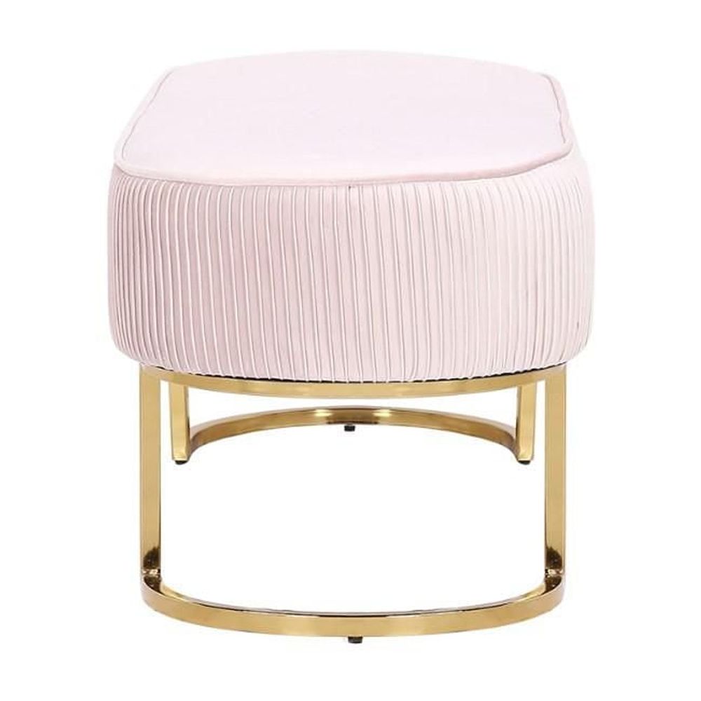 Hernond Velvet Upholstered Bench in Elegant Pink with Polished Gold Legs – A Luxurious and Chic Accent for Modern Interiors