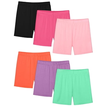 6 Pack Childrens Solid Color Girls' Bike Shorts Sports Pants Casual Home Shorts Dance Multicolor