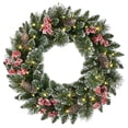 thumbnail image 1 of Holiday Time 24" Pre-lit Frosted Christmas Artificial Wreath, Green, 1 of 5