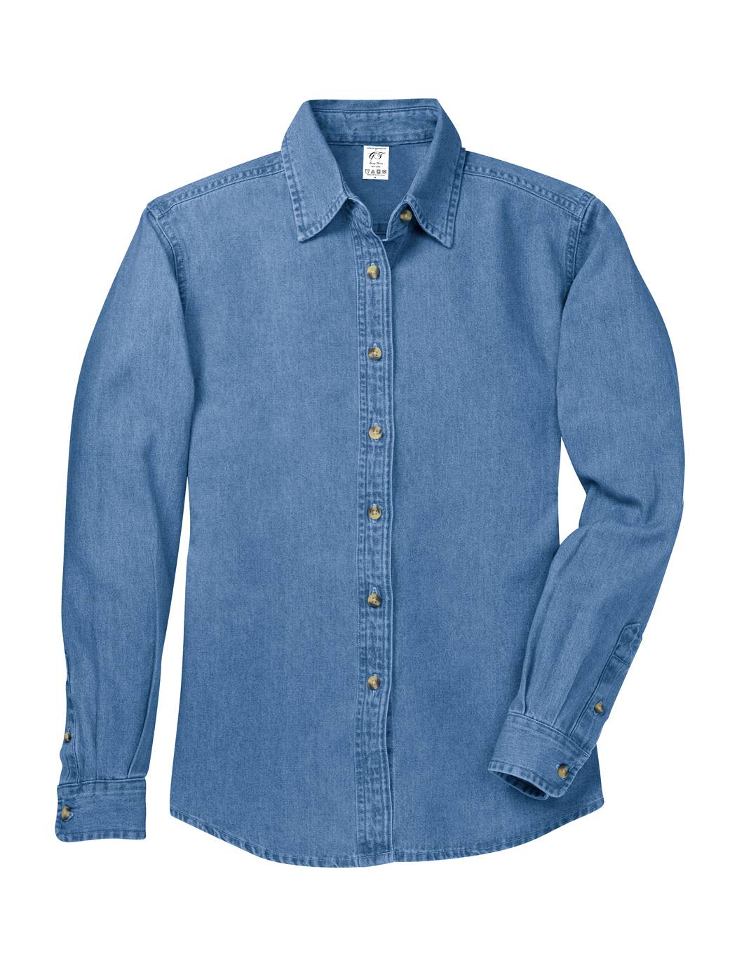 Gravity Threads Chemise en Denim à Manches Longues pour Femmes - Bleu Délavé - Très Grand