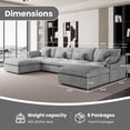 thumbnail image 3 of The Magic Home Canapé Sectionnel Modulaire en Lin en Forme de U à 4 Places, Gris Pâle, 3 of 13