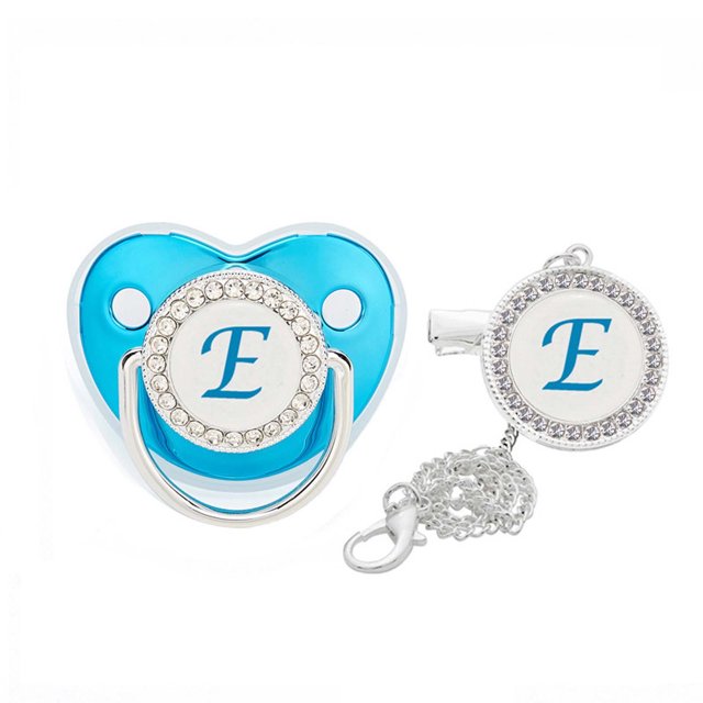 XZNGL Pacifier Clips Baby Girl Baby Pacifier 26 Letter Name Initials Clip Silicone Baby Pacifier Golden Shiny Newborn Pacifier Silicone Pacifier Clip