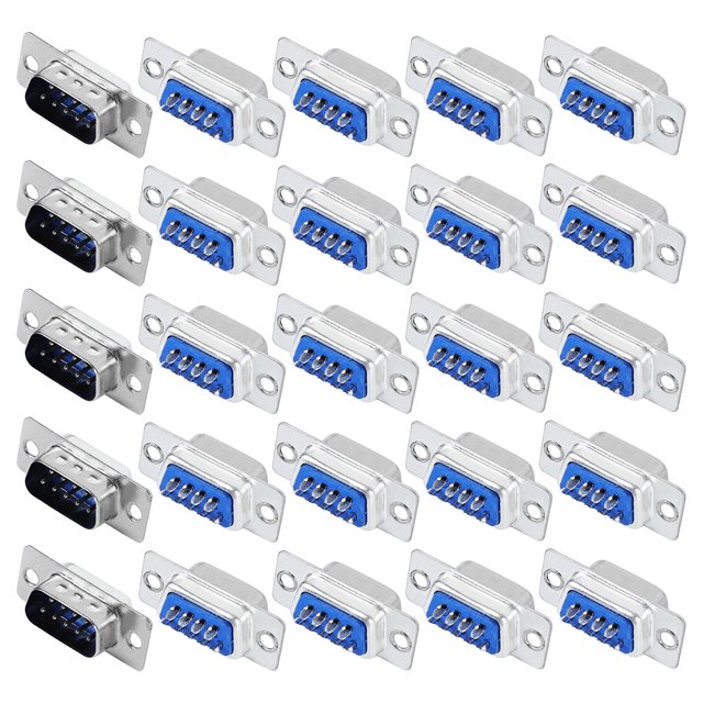 Unique Bargains 25 Pcs Adaptateurs D-SUB DB9 Mâle Double Rangées 9 Broches Montage PCB Connecteurs de Soudure