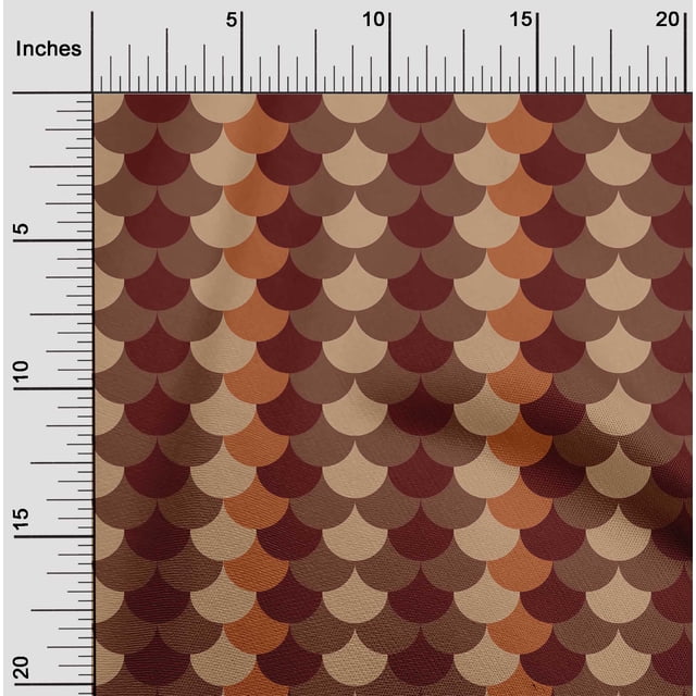 oneOone Polyester Lycra Maroon Fabric Scales Geometric Craft Projects Decor Fabric Printed By The Yard 56 Inch Wide