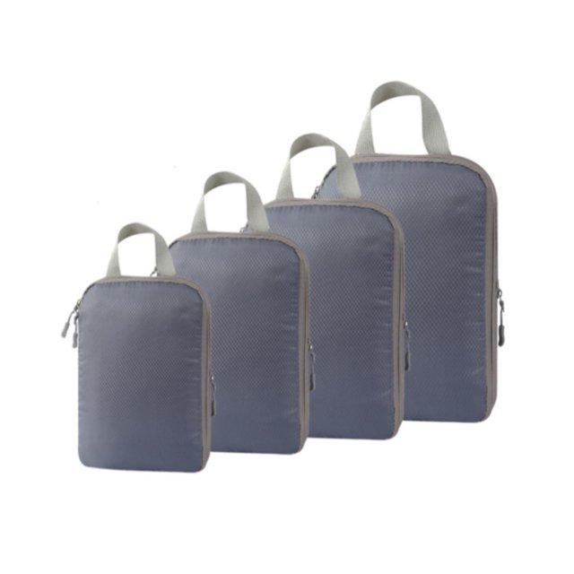 Elodie 4 Pcs Sacs de Rangement Compressibles Légers pour Vacances Extérieur Maison Gris