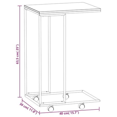 vidaXL Table d'Appoint avec Roues Blanc 40x30x63,5 cm Bois Manufacturé