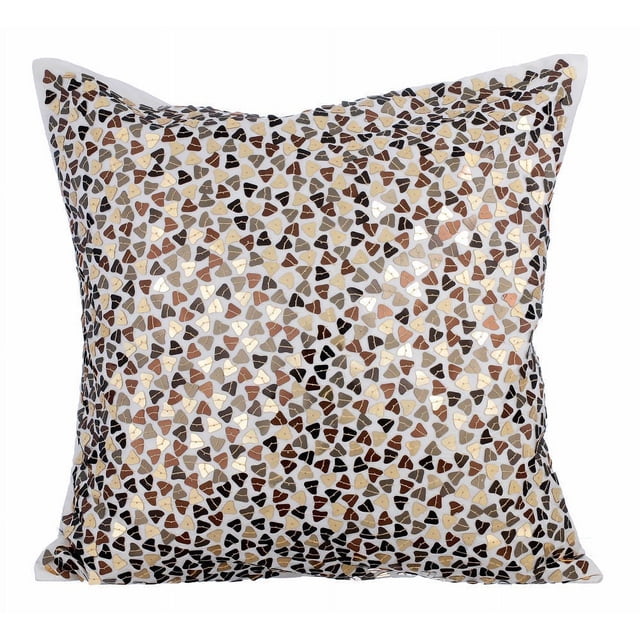 Decorative Pillow Covers, Decorative Pillow Covers 20x20 inch (50x50 cm) Ivory, Silk Throw Pillow Covers, Handmade Pillow Covers, Geometric Pillow Covers, Modern - Metallic Fusion