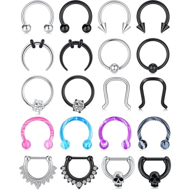 Briana Williams Anneaux de Septum 16 g en Acier Chirurgical Fer à Cheval Perçage de Nez Septum Bijoux pour Femmes Hommes