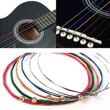 Dalazy 6 Pcs/Ensemble Cordes de Guitare Acoustique Colorées Cordes de Guitare Folkloriques Cordes de Guitare E-A pour Guitare Classique Folklorique Acoustique