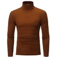 thumbnail image 1 of Chandails à Col Roulé pour Hommes à Manches Longues Col Roulé pour Hommes à Manches Longues Couleur Unie Extensible Coupe Ajustée Haut de Base Blouse, 1 of 6