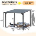 thumbnail image 3 of AECOJOY 10' x 8' Hardtop Pergola Gazebo, Wall-Mounted Heavy Duty Metal Awning for Patio, Large Galvanized Steel Outdoor Pergola, 3 of 6