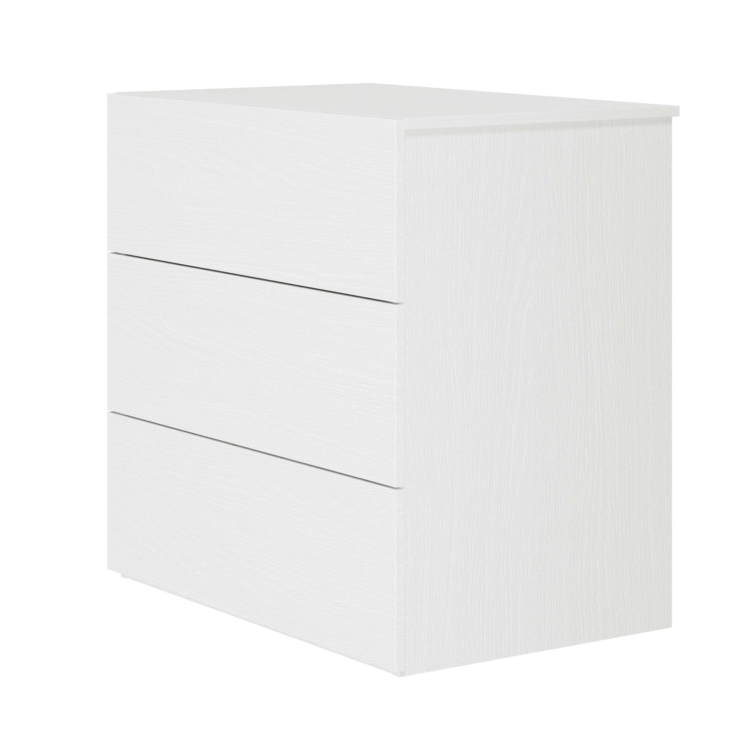 Commode moderne à 3 tiroirs Nexera James, Chêne blanc