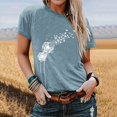 thumbnail image 2 of Short Sleeve T Shirt Womens Solid Color Women Print Solid Color  Neck Top Short Sleeve T-Shirt, 2 of 6