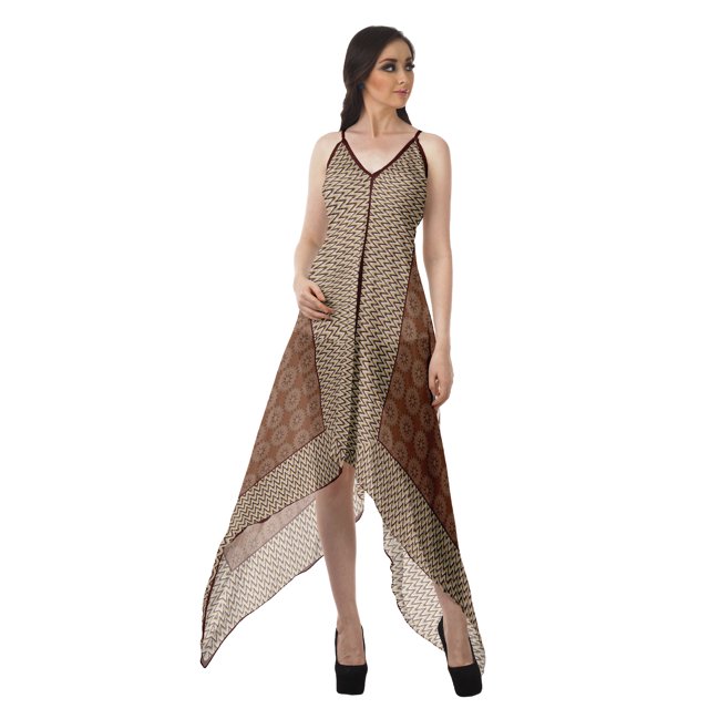 Moomaya Robes d'Été à Dos Nu pour Femmes Robe Imprimée à Ourlet en Foulard pour Femmes