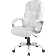 FDW Ergonomic High-Back Office Chair, Adjustable Executive Swivel Task Chair with Lumbar Support & Padded Armrests, White