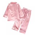 thumbnail image 1 of Kids Satin Pajamas Set PJS Long Sleeve Button-Down Sleepwear Loungewear, 1 of 7