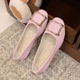 thumbnail image 2 of Pink Women'S Canvas Shoes Square Toe Decor Buckle Flat Solid Color Candy Color Casual Breathable Work Footwear For Spring Autumn Wear Size 37, 2 of 3