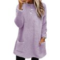 thumbnail image 1 of LUXUR Women Fuzzy Fleece T Shirt Loose Work Tops Violet L, 1 of 2