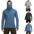thumbnail image 1 of Chemise de Pêche Couleur Unie à Capuche Homme Mince Légère Extensible avec Trou pour le Pouce pour Randonnée Escalade Cyclisme en Plein Air, 1 of 8
