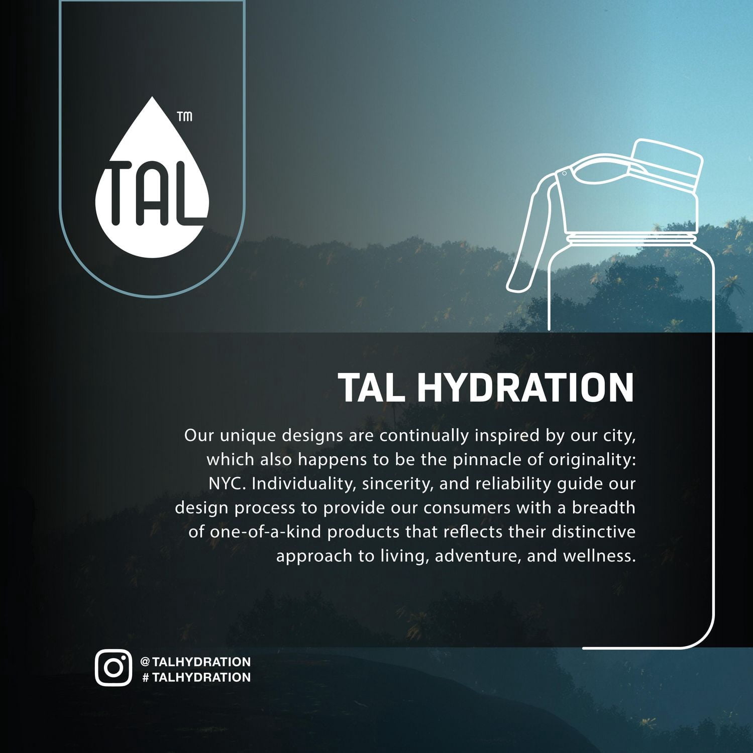 TAL Ranger Bouteille d'eau en acier inoxydable 40 fl oz, noir