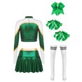 thumbnail image 4 of Yhong Womens Cheerleading Costume 5PCS Cheer Uniform High School Cheer Leader Fancy Dress Outfits Green XL, 4 of 6