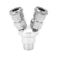thumbnail image 2 of 2 Way Connector G1/2 Thread Quick Coupler Air Splitter Coupler Carbon Steel  Plated Air Compressor Splitter Air Hose Splitter Coupler, 2 of 8