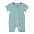 thumbnail image 1 of AherBiu Unisex Baby Clothes Short Sleeve Zip up Newborn Onesie Summer Crewneck Solid Color Rompers Outfits, 1 of 2