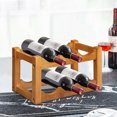 thumbnail image 3 of Costway 2-Tier Rubber Wood Wine Rack 6 Bottles Wine Display Holder Tabletop Bar Kitchen, 3 of 10