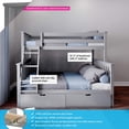 thumbnail image 2 of BEDSMART Lits Superposés Simple sur Double en Bois Massif avec Rangement / Gris, 2 of 6