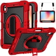 thumbnail image 1 of Tablet Case For Samsung Galaxy Tab A9 Plus S9 FE S8 PLUS A7 Lite S6 P610 A8 X200 X205 360 Rotation Hand Strap&Kickstand Cover Red Black -SP Tab S6 Lite P610, 1 of 6
