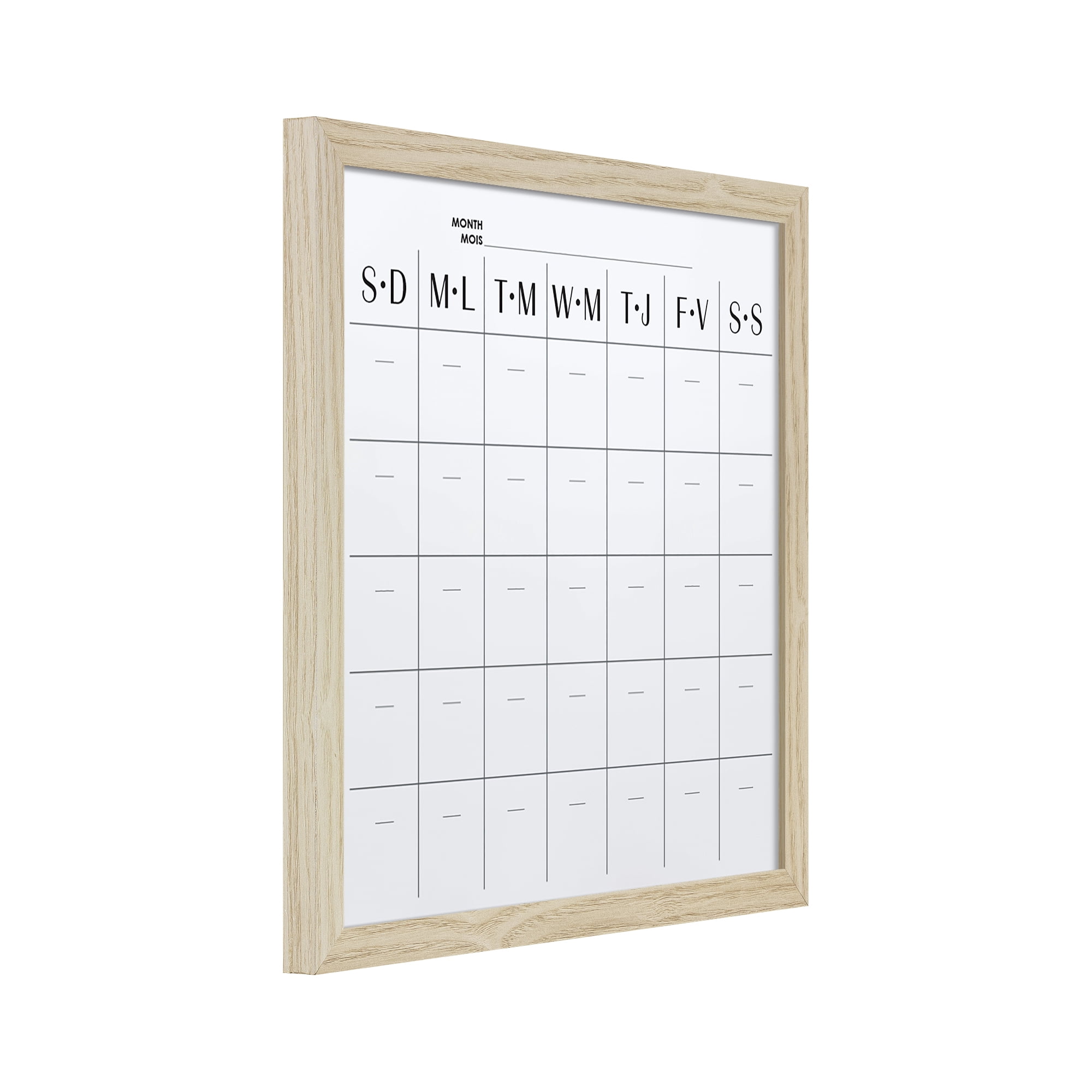 Quartet Tableau calendrier effaçable à sec, cadre en bois, 12 po x 12 po