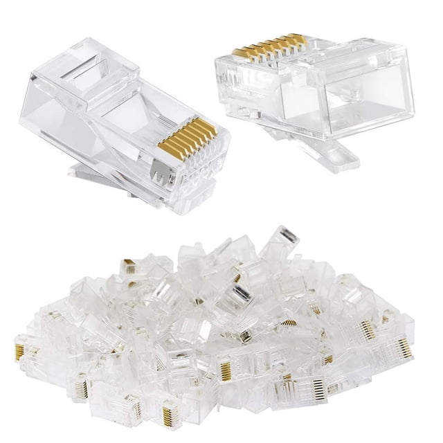 axGear RJ45 Cristal Head Cat6 Connecteur de Câble Réseau Plaqué Or 100 Pcs PCS