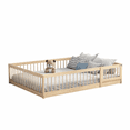 thumbnail image 1 of MIMI BEDS Dream Raft Floor Bed with Guardrails, Solid Pine Wood Frame, Double, Natural, 1 of 15