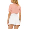 thumbnail image 3 of Unique Bargains Short en Papier à Taille Haute avec Nœud Papillon pour Femme Blanc TG, 3 of 6