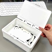 Vacemry Flip Lid Organizer, Plastic Storage Box for Desktop Stationery, Card Handbook Material Organizer, Office Desk Accessories, HomeSchoolSupplies, White Rectangular Container for Drawer Shelf