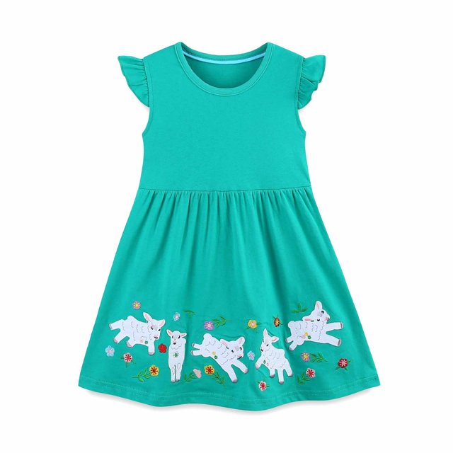 XDZJLR Robes pour Filles Manches Longues Automne Automne Coton Décontracté Floal Chemise en Jersey