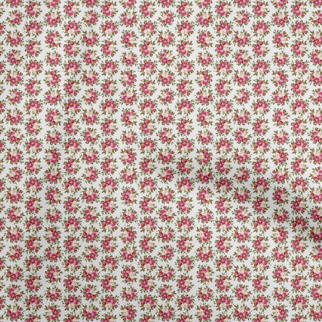 oneOone Georgette Viscose White Fabric Florals Craft Projects Decor Fabric Printed By The Yard 42 Inch Wide