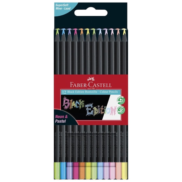 Faber-Castell Éd Noire 12 Crayons de couleur Néon et Past