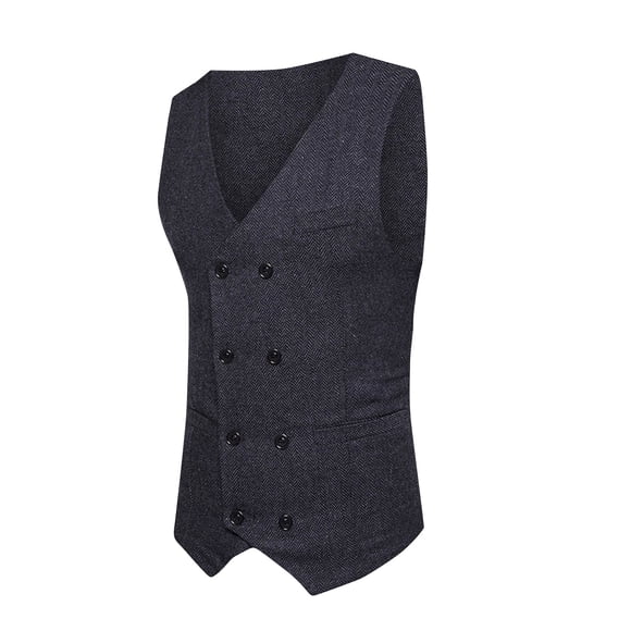 CEHVOM Men Woolen Double-breasted Vest Suit Retro Business Waistcoat