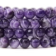 thumbnail image 3 of Natural African Amethyst Crystal Gemstone 8mm Round Beads Stretch Bracelet 7" Unisex, 3 of 5