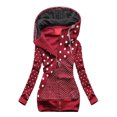 thumbnail image 1 of Ruimatai Women's Solid Stitching Drawstring Hooded Slim Fashion Jacket Coat Outwear, 1 of 2